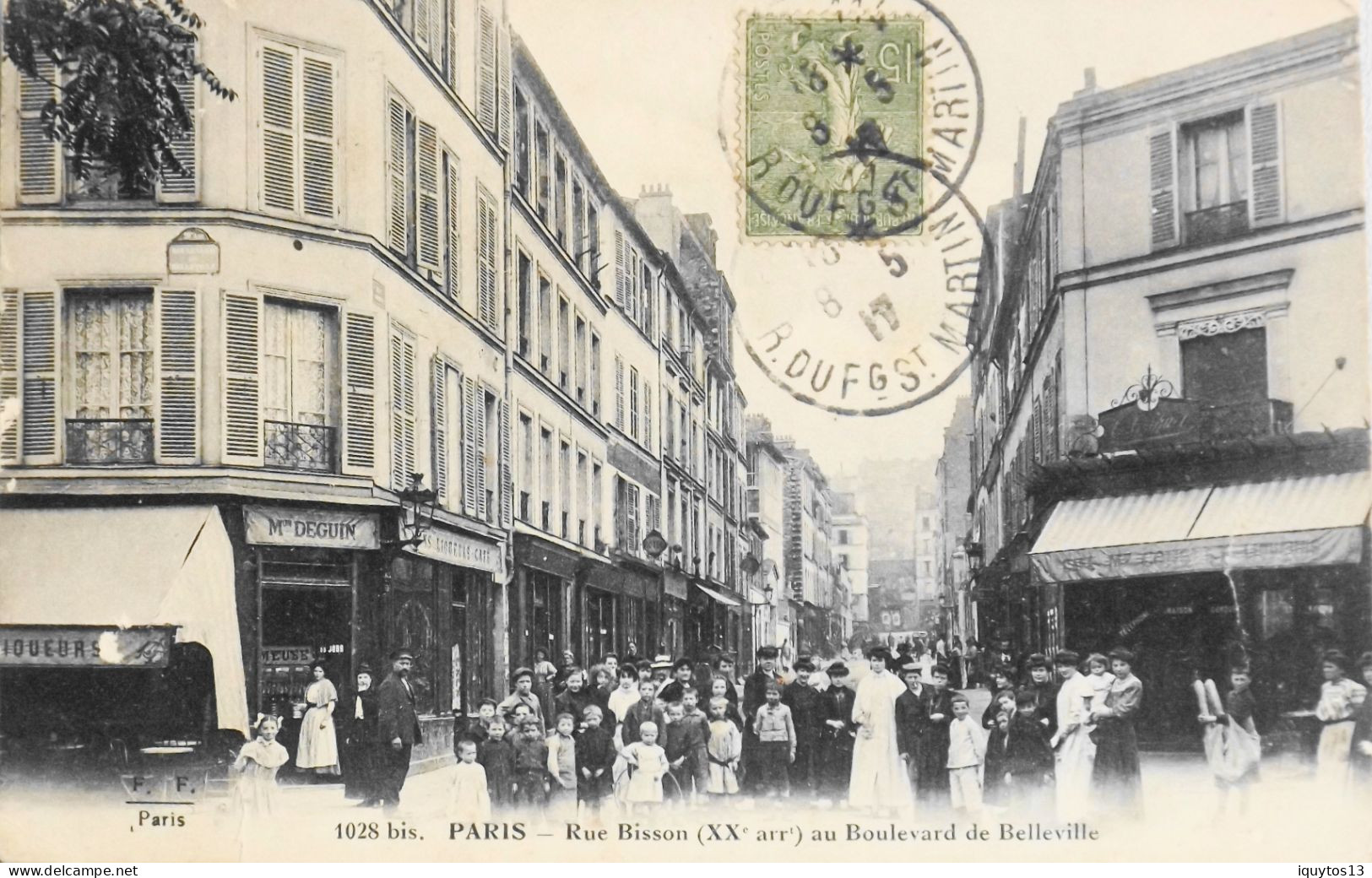 CPA. [75] > PARIS > N° 1028 - Rue Bisson (XXe Arrt.) Au Boulevard De Belleville - 1917 - Edit. F. Fleury - TBE - Paris (20)