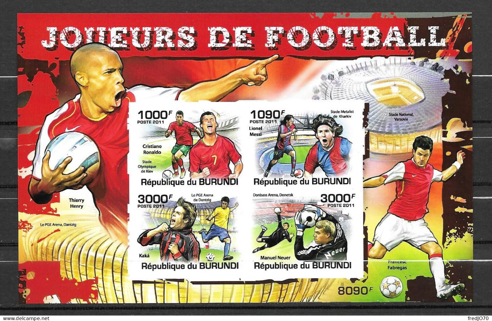 Burundi Feuillet Non Dentelé Imperf Football ** - Unused Stamps