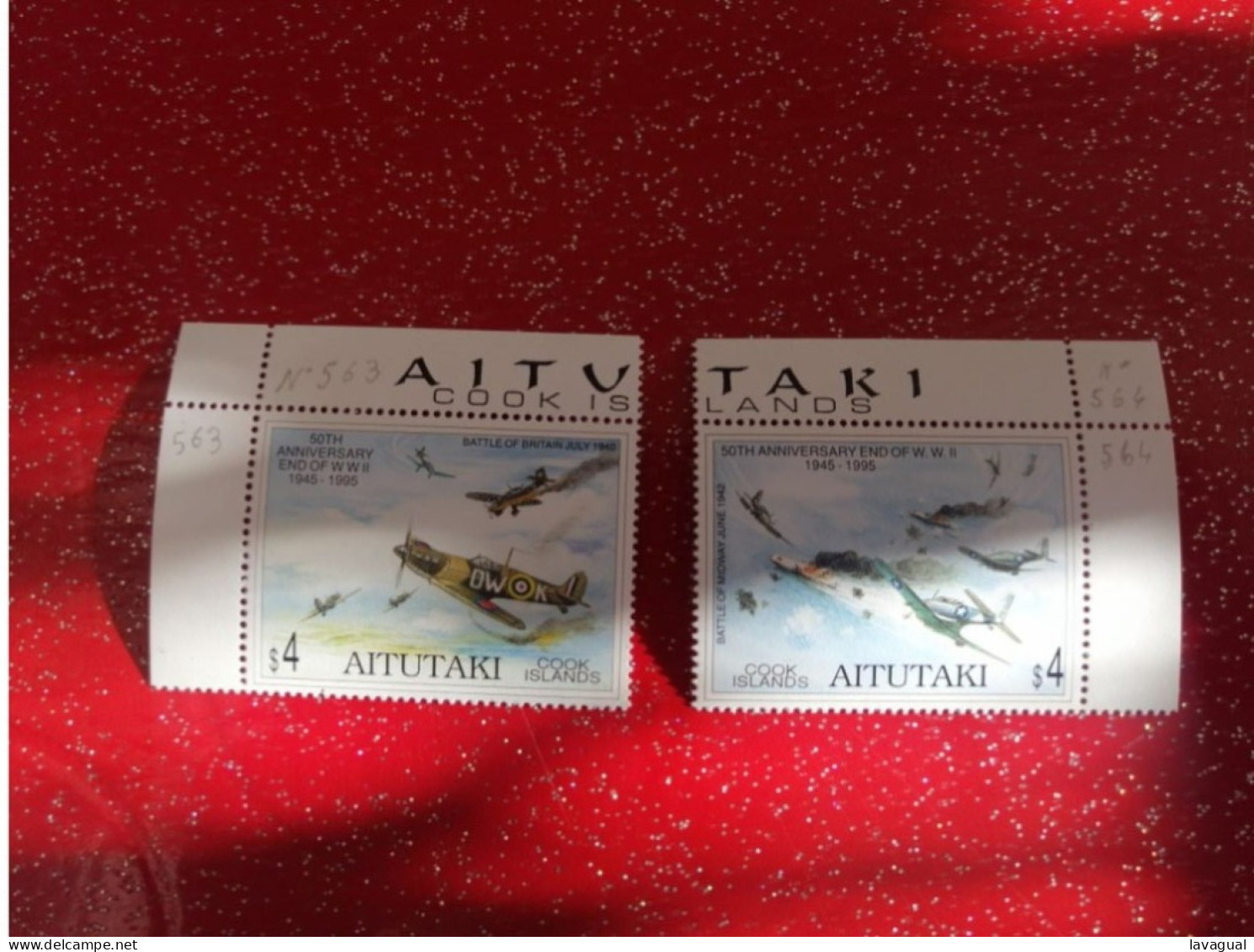 Bloc Feuillet Aitutaki+2 Timbres+Seconde Guerre +avion+cook Island+563.564.565.566 - WW2