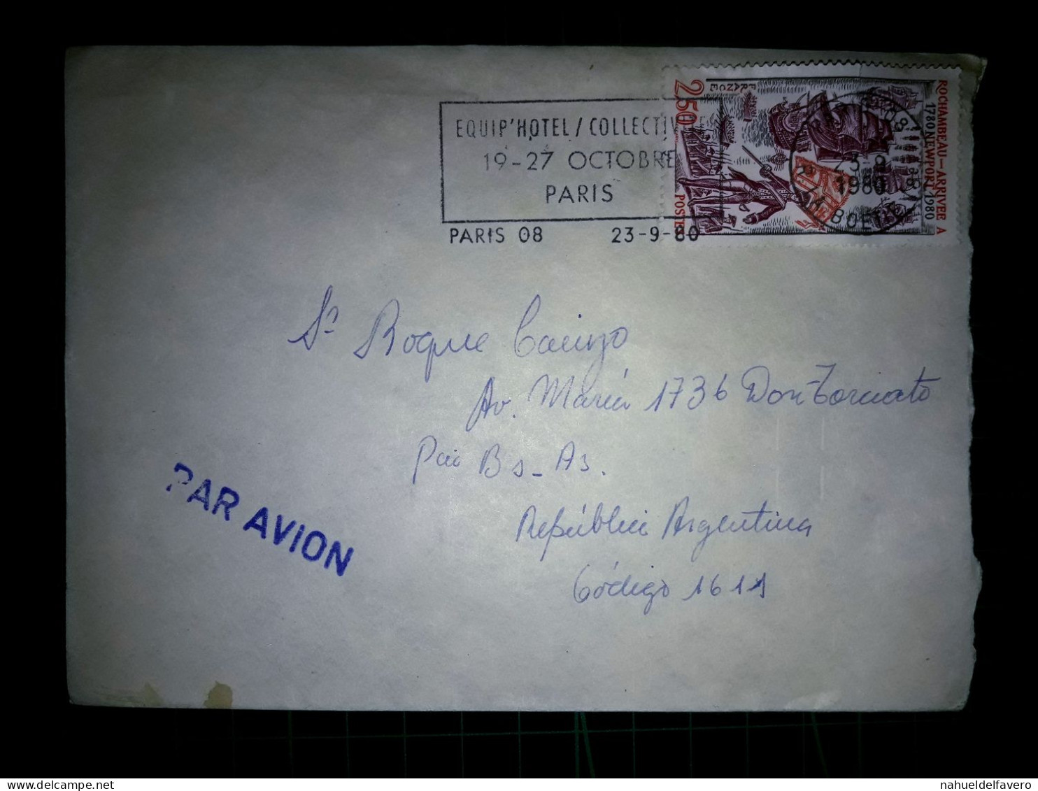 FRANCE, Enveloppe Envoyée Par Avion à Buenos Aires, Argentine Avec Cachet Spécial. Année 1980. - 1960-.... Gebraucht