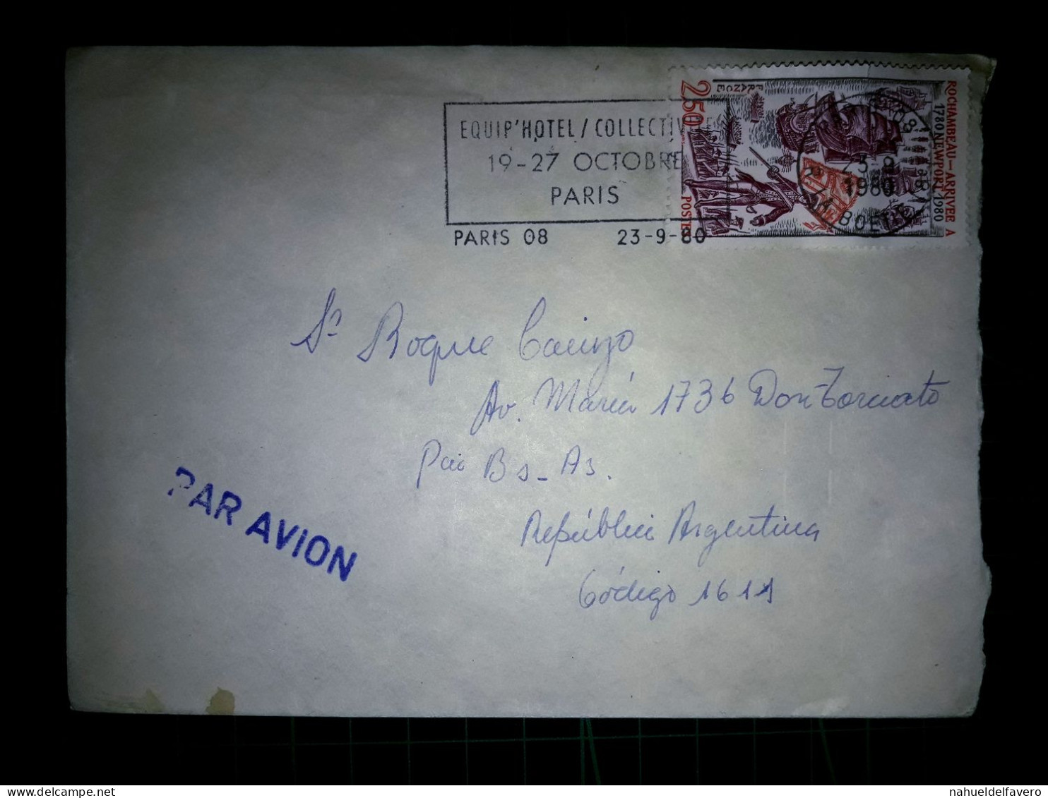 FRANCE, Enveloppe Envoyée Par Avion à Buenos Aires, Argentine Avec Cachet Spécial. Année 1980. - 1960-.... Matasellados