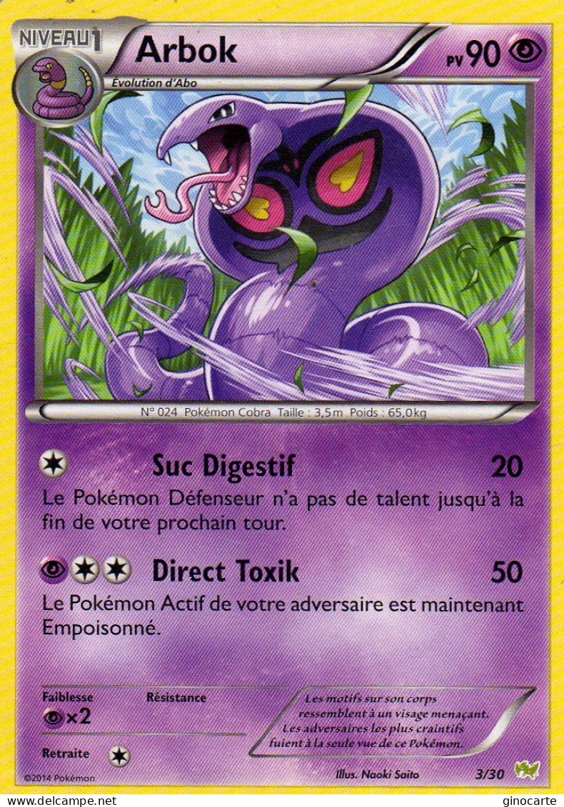 Carte Pokemon 3/30 Arbok 90pv 2014 - Other & Unclassified