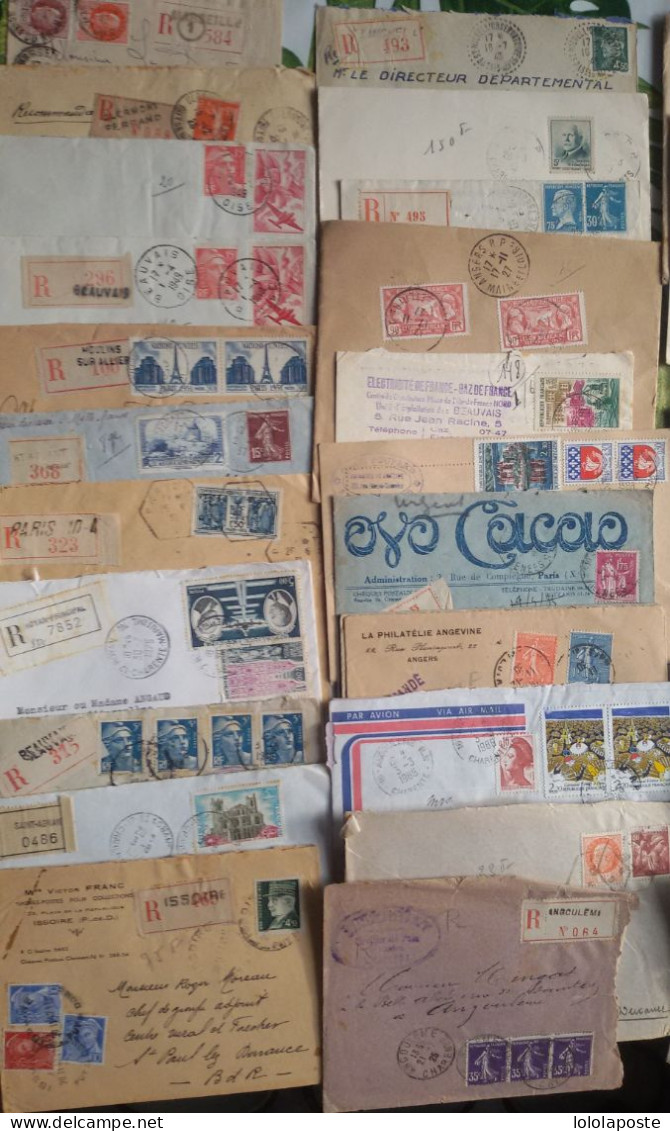 FRANCE - DESTOCKAGE - Lot De 136 Lettres (enveloppes) Recommandées, Express, VD, Chargées Toutes Périodes - 9 Photos - Postal Rates