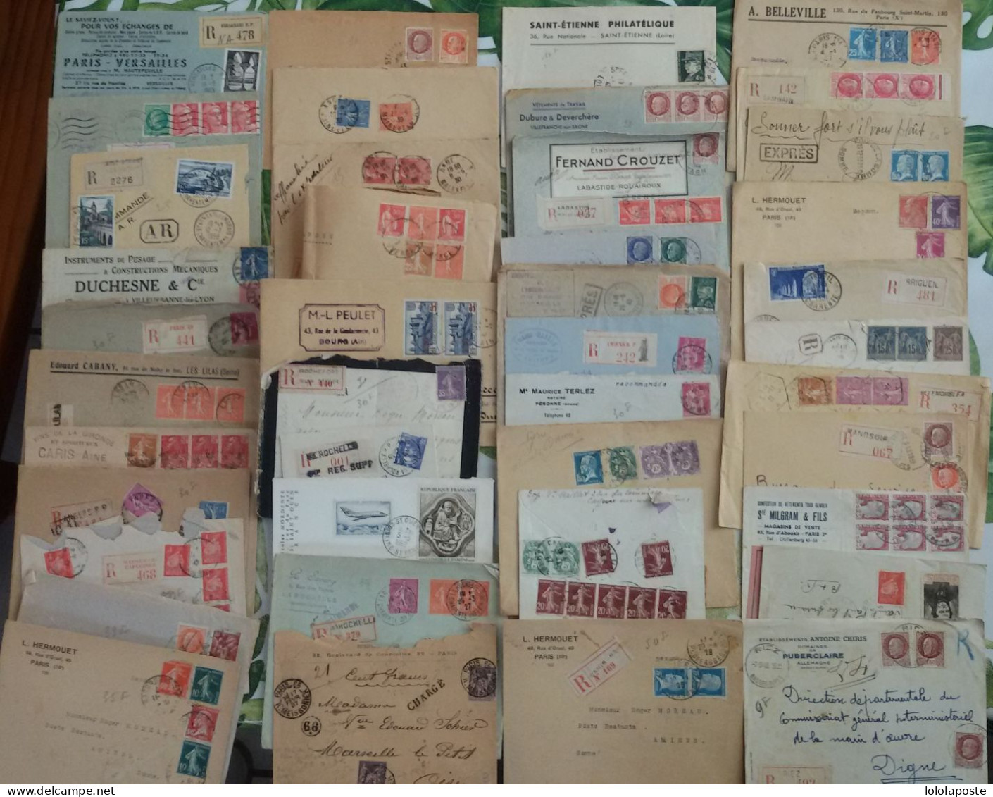 FRANCE - DESTOCKAGE - Lot de 136 lettres (enveloppes) recommandées, Express, VD, Chargées toutes périodes - 9 photos