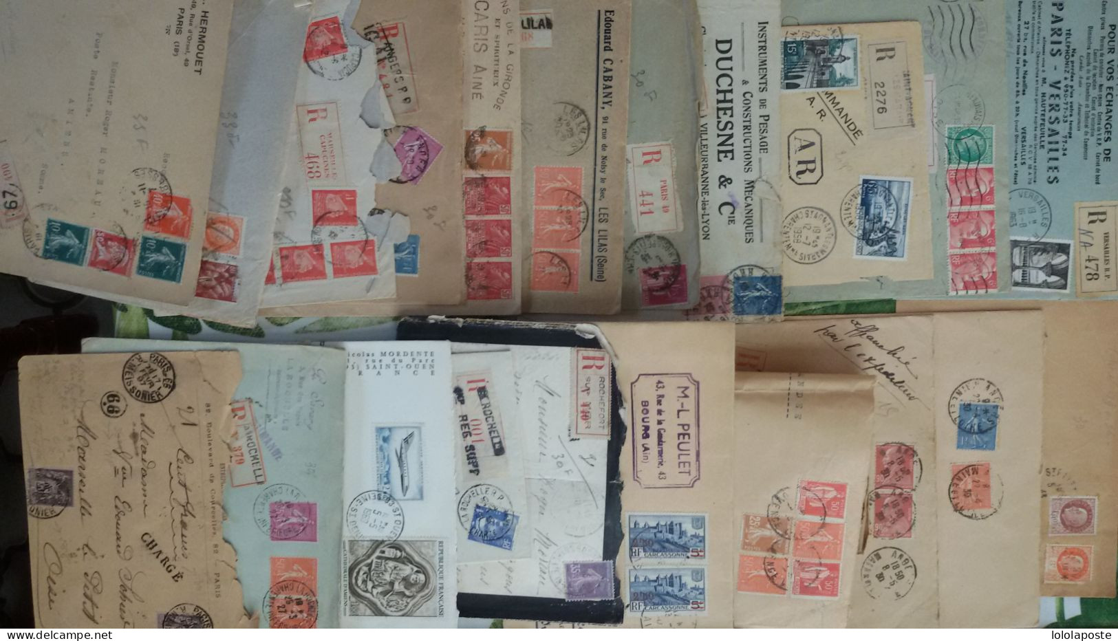 FRANCE - DESTOCKAGE - Lot de 136 lettres (enveloppes) recommandées, Express, VD, Chargées toutes périodes - 9 photos