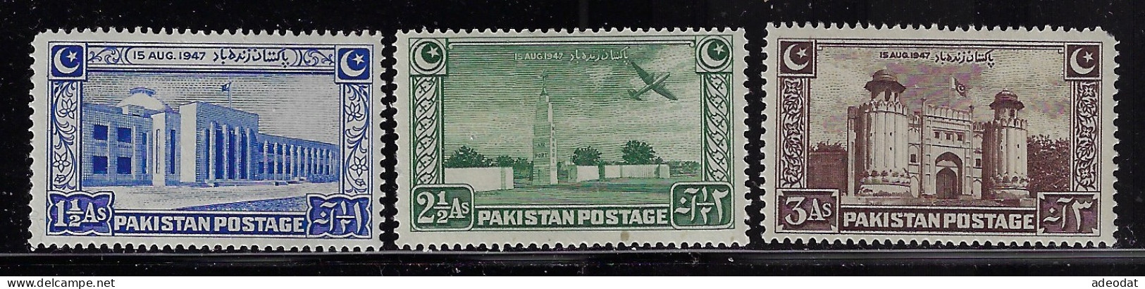 PAKISTAN  1948  SCOTT #20-22  MH  CV $6.40 - Pakistan