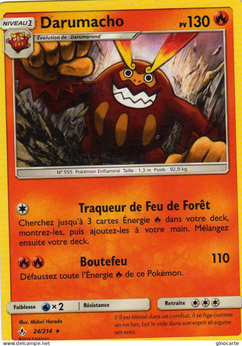 Carte Pokemon 24/214 Darumacho 130pv 2019 - Autres & Non Classés