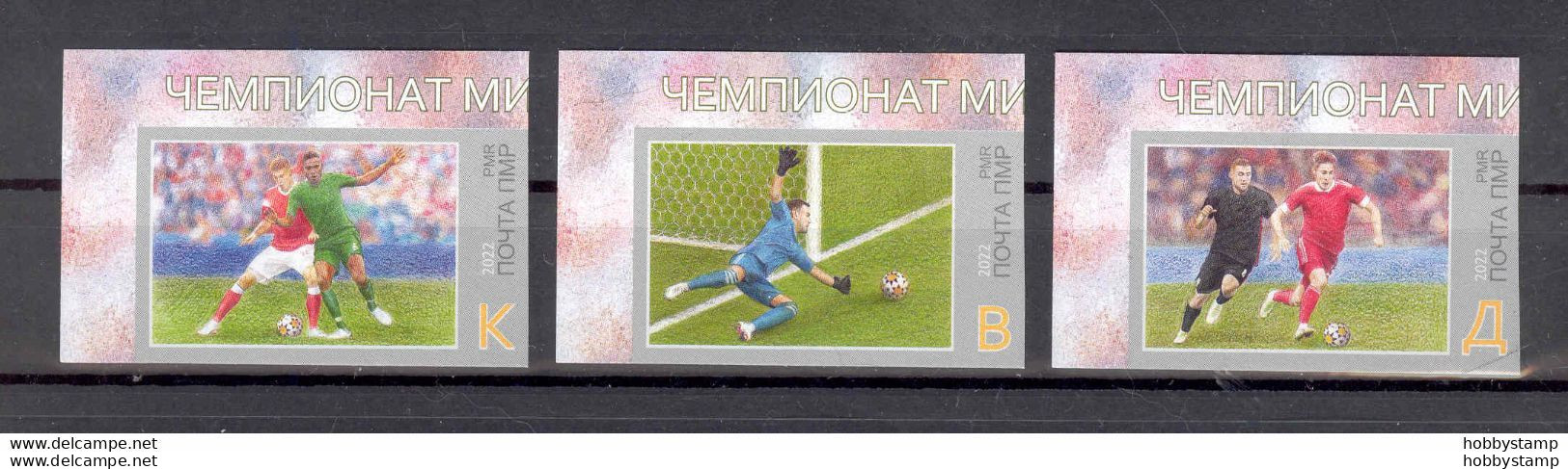 Label Transnistria 2022 FIFA World Cup Football Soccer 3v**MNH Imperforated Corner - Etichette Di Fantasia