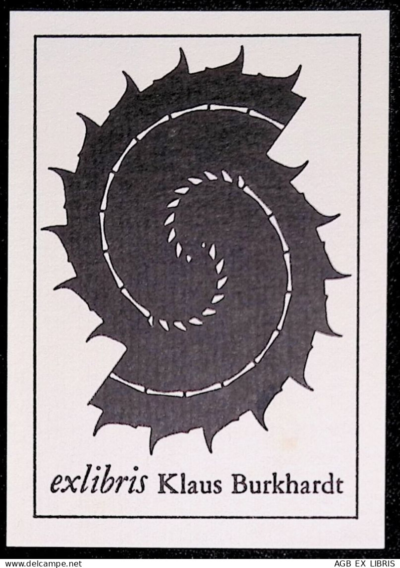 EX LIBRIS KLAUS BURKHARDT X IPSE EXLIBRIS PROFILO SPIRALE CONCHIGLIA NAUTILUS - Bookplates