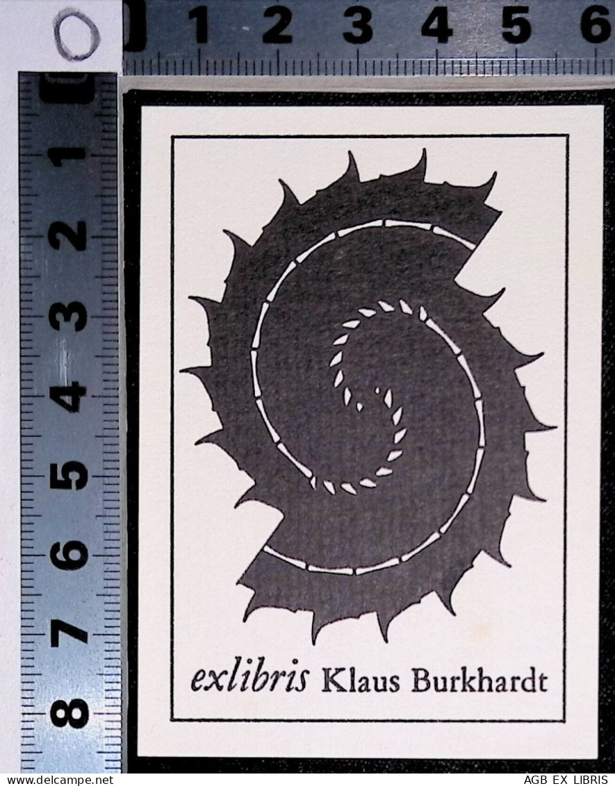 EX LIBRIS KLAUS BURKHARDT X IPSE EXLIBRIS PROFILO SPIRALE CONCHIGLIA NAUTILUS - Bookplates