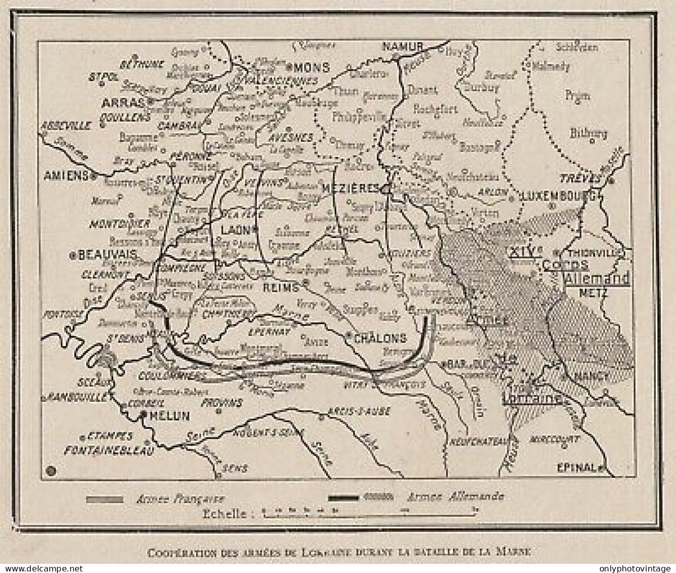 Cooperation Des Armées De Lorraine Durant Bataille De La Marne - 1915 Map - Carte Geographique