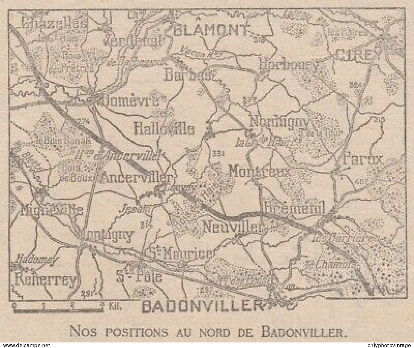 Nord De Badonviller - France - Mappa Epoca - 1918 Vintage Map - Carte Geographique