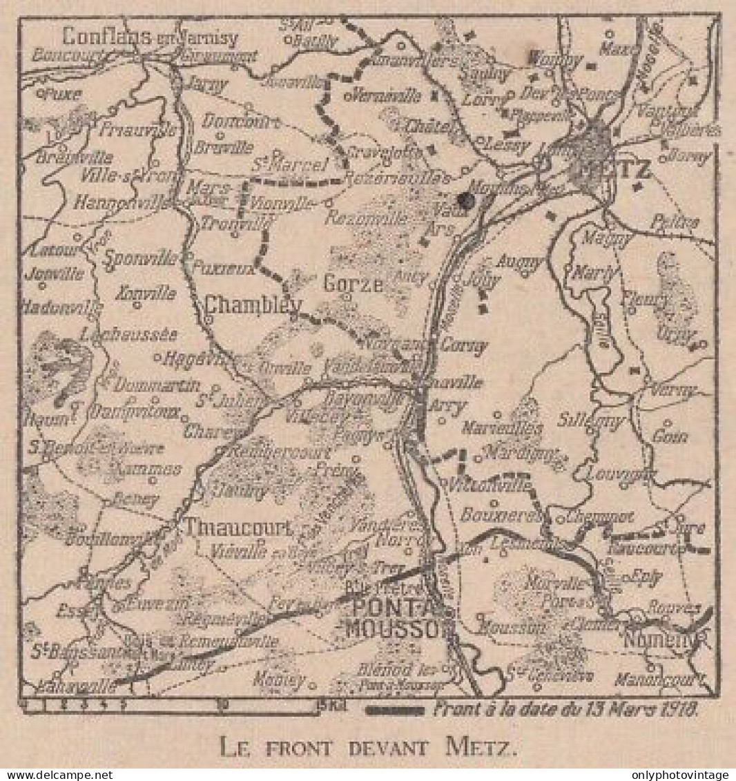 Le Front Devant Metz - France - Mappa Epoca - 1918 Vintage Map - Cartes Géographiques