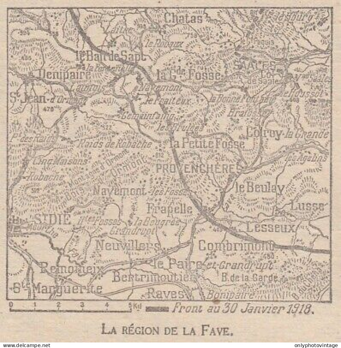 La Région De La Fave - France - Mappa Epoca - 1918 Vintage Map - Cartes Géographiques