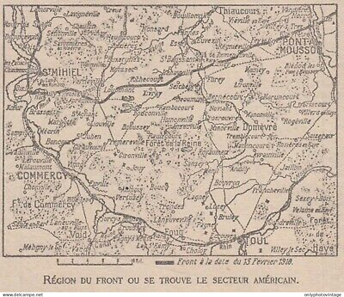 Commercy Et Environs - France - Mappa Epoca - 1918 Vintage Map - Carte Geographique