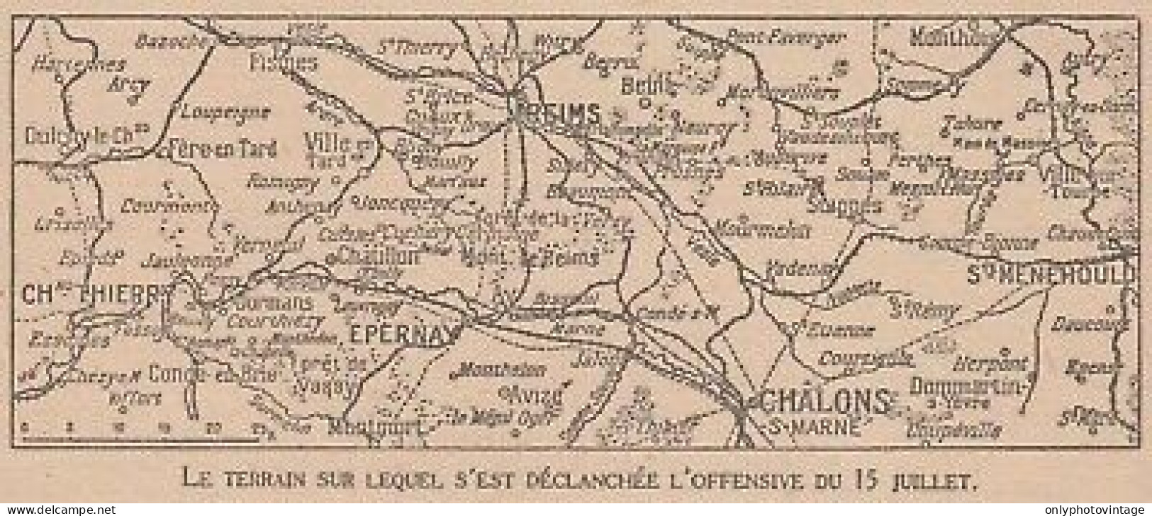 Epernay Et Environs - France - Mappa Epoca - 1918 Vintage Map - Carte Geographique