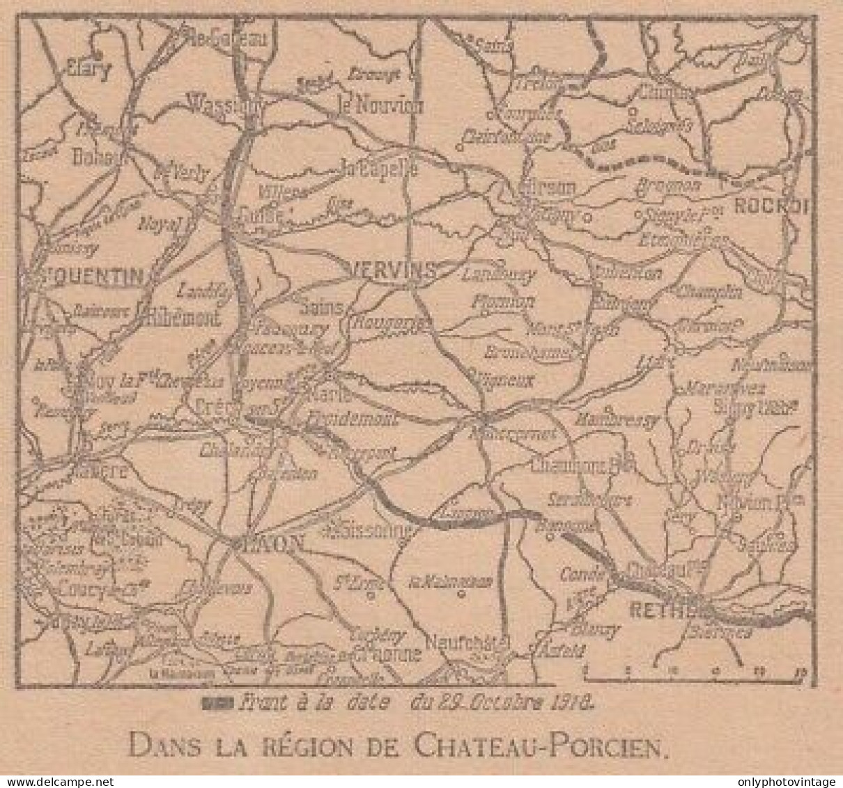 La Région De Chateau-Porcien - France - Mappa Epoca - 1918 Vintage Map - Cartes Géographiques