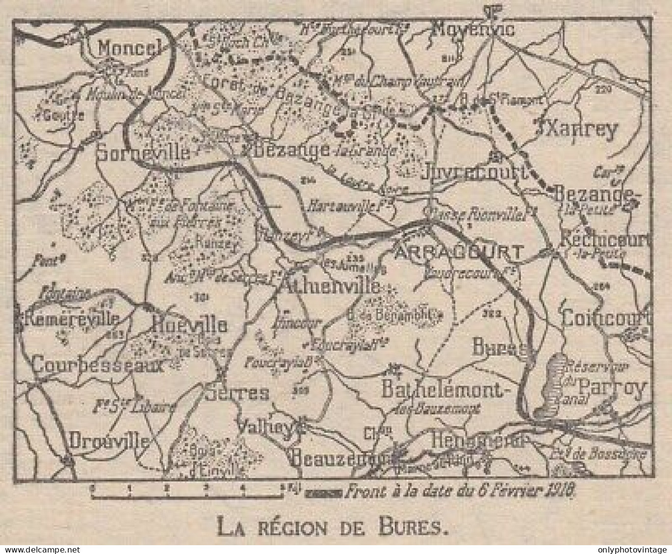 La Région De Bures - France - Mappa Epoca - 1918 Vintage Map - Carte Geographique