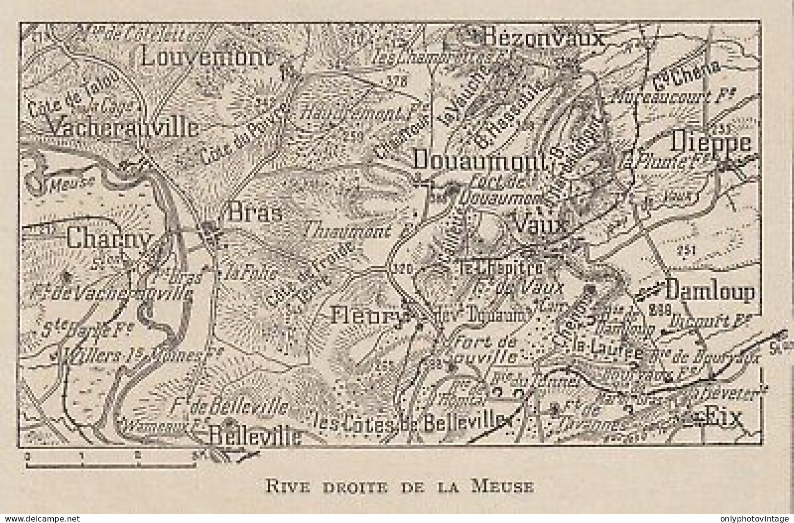 Rive Droite De La Meuse - France - Mappa Epoca - 1916 Vintage Map - Cartes Géographiques