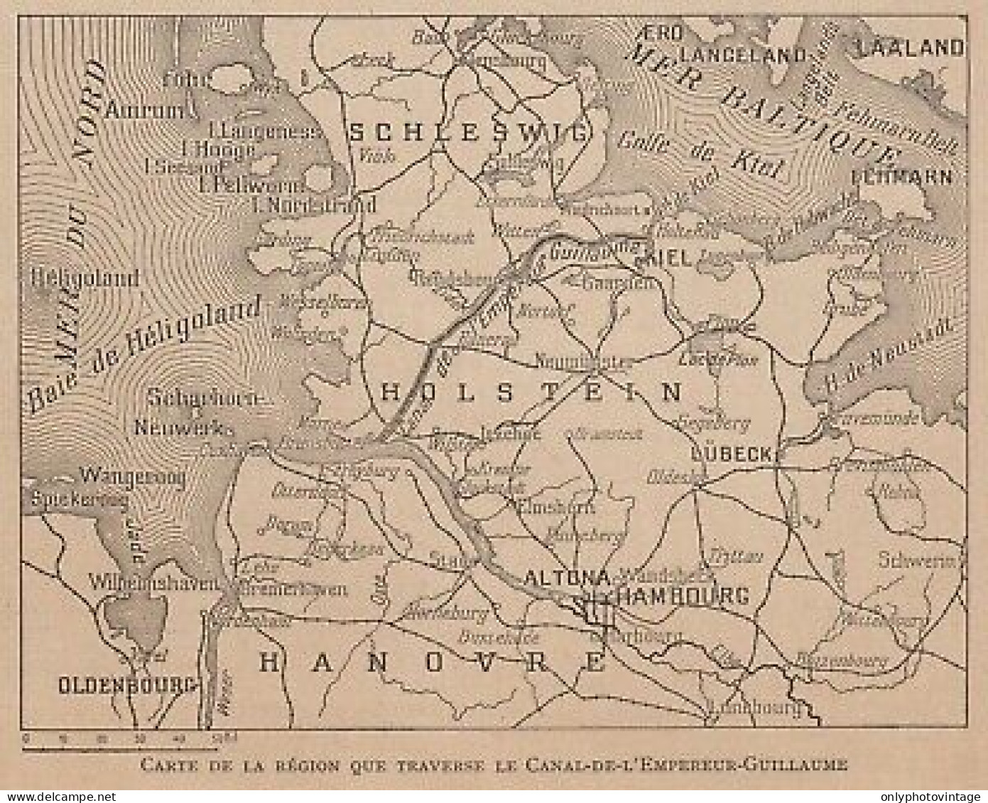 Carte De La Région Que Traverse Le Canal De Empereur Guillaume - 1916 Map - Carte Geographique