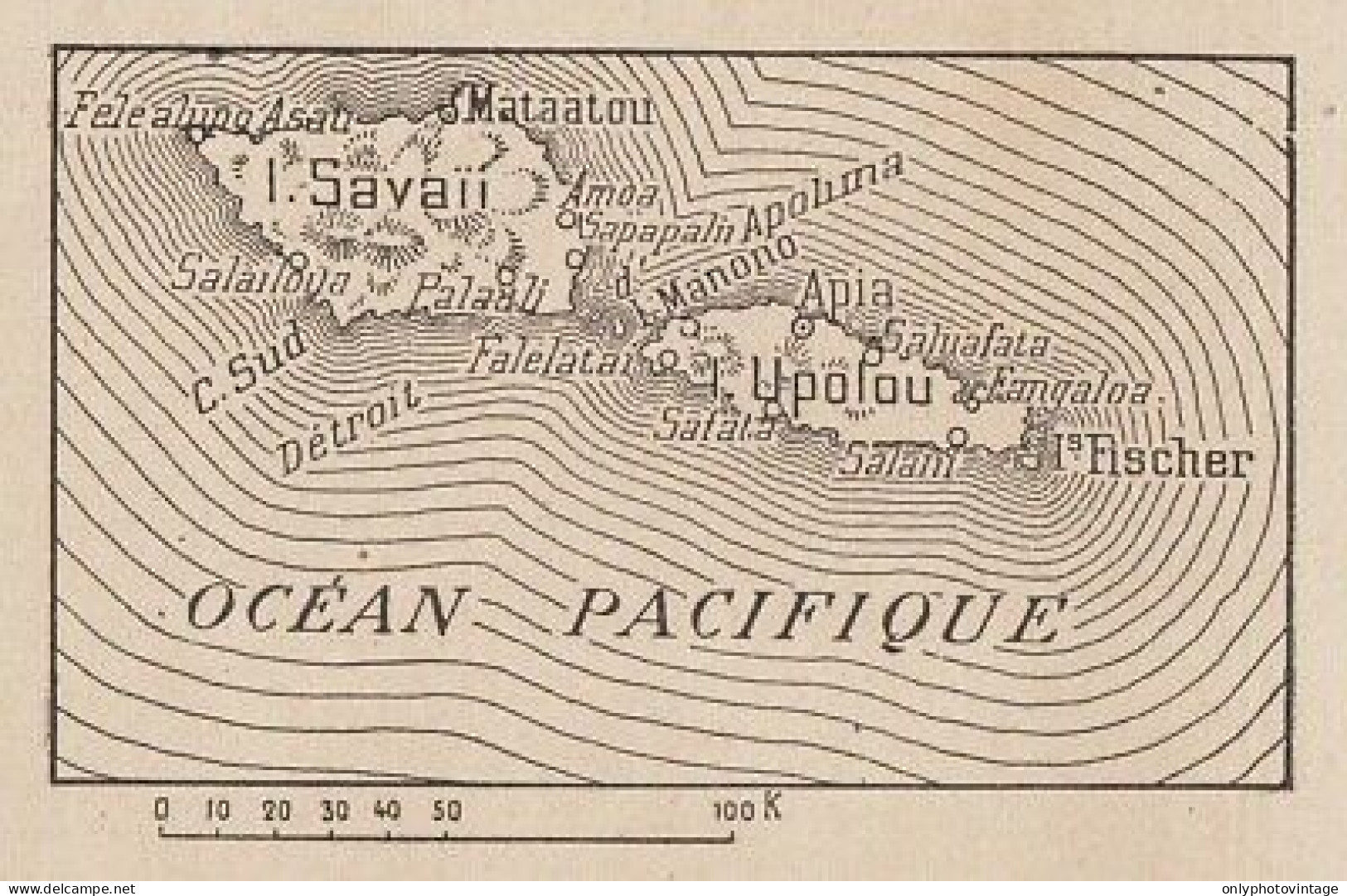 Archipel Des Samos - Mappa Epoca - 1916 Vintage Map - Cartes Géographiques