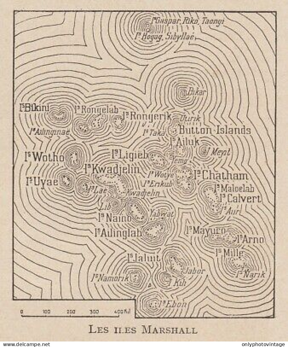 Les Iles Marshall - Mappa Epoca - 1916 Vintage Map - Carte Geographique