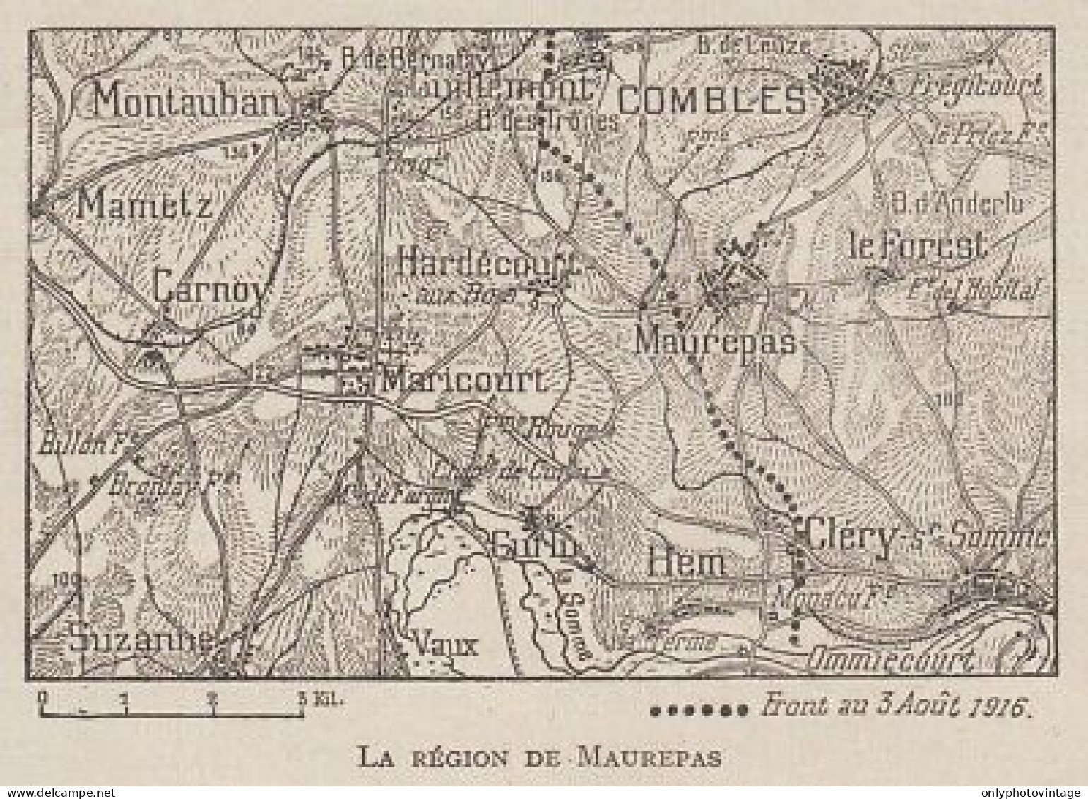 France - La Région De Maurepas - 1916 Mappa Epoca - Vintage Map - Cartes Géographiques