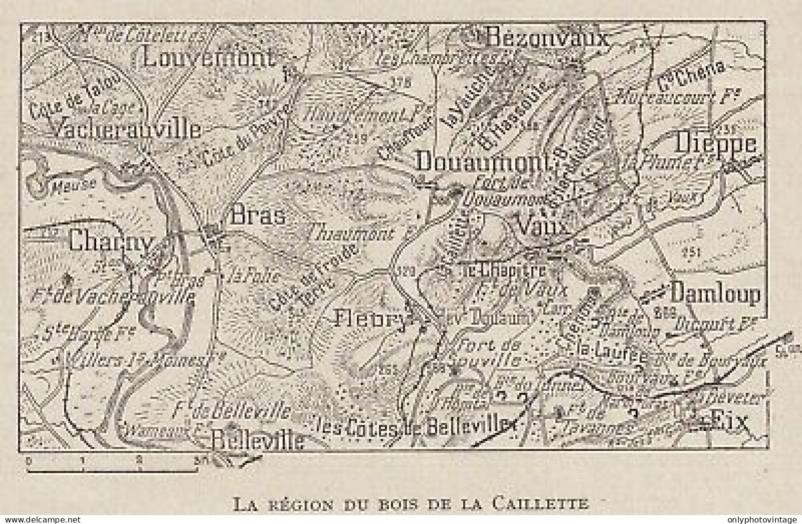 France - La Région Du Bois De La Caillette - 1916 Mappa - Vintage Map - Cartes Géographiques