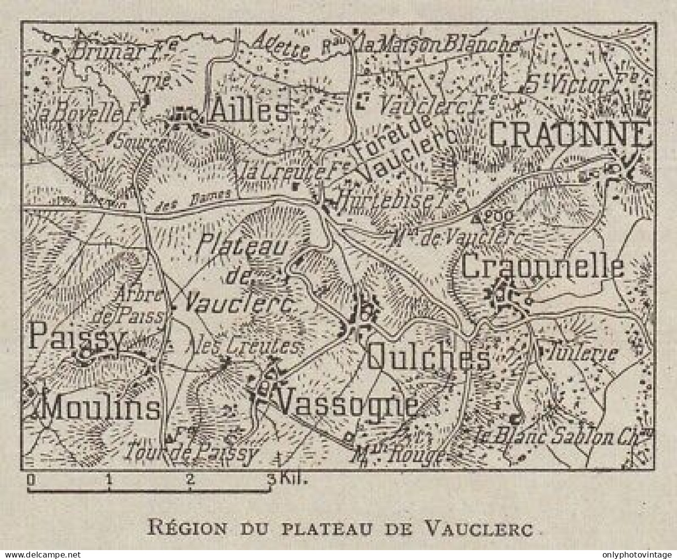 France - Région Du Plateau De Vauclerc - 1916 Mappa - Vintage Map - Cartes Géographiques