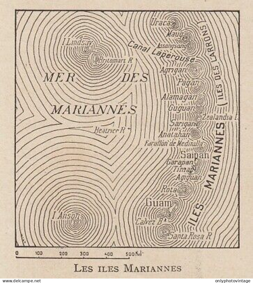 Les Iles Mariannes - Mappa Epoca - 1916 Vintage Map - Cartes Géographiques