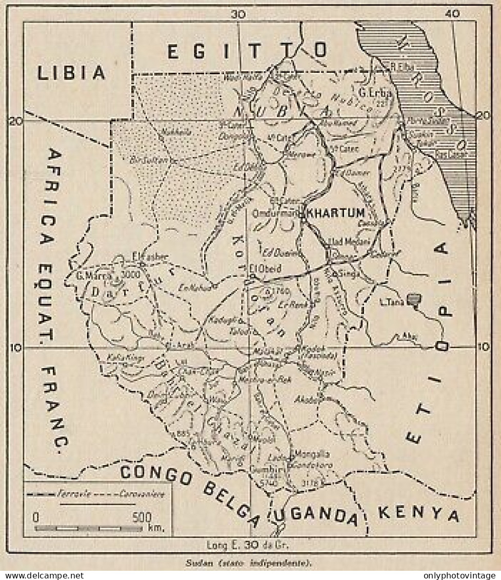 Sudan - 1953 Mappa Epoca - Vintage Map - Geographical Maps