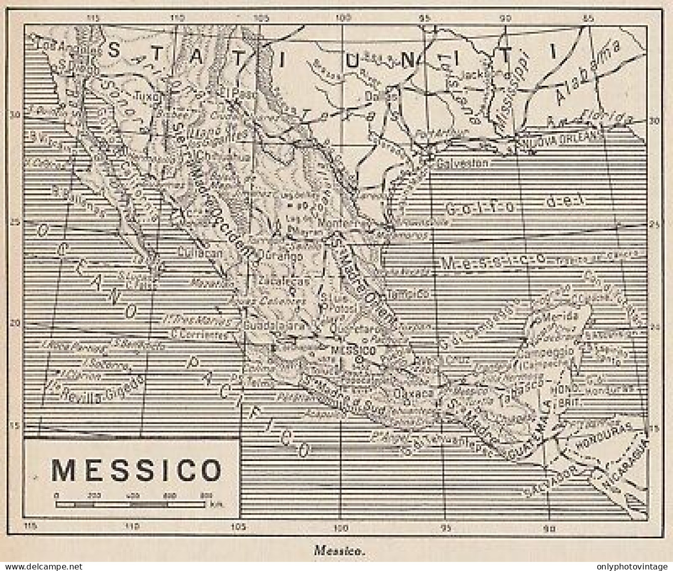 Messico - 1953 Mappa Epoca - Vintage Map - Cartes Géographiques