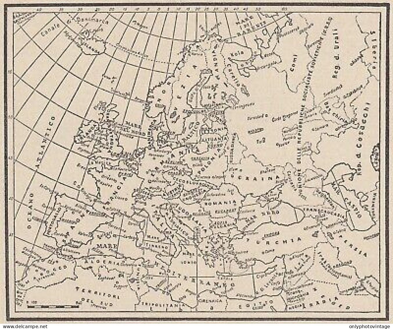 Europa Nel 1919 - 1953 Mappa Epoca - Vintage Map - Cartes Géographiques
