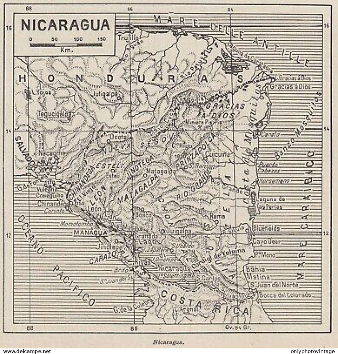 Nicaragua - 1953 Mappa Epoca - Vintage Map - Cartes Géographiques