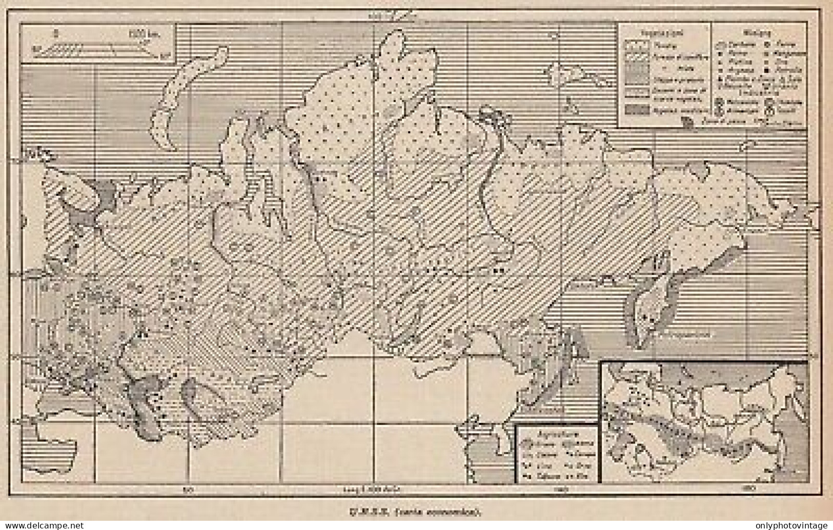 U.R.S.S. - Carta Economica - 1953 Mappa Epoca - Vintage Map - Cartes Géographiques