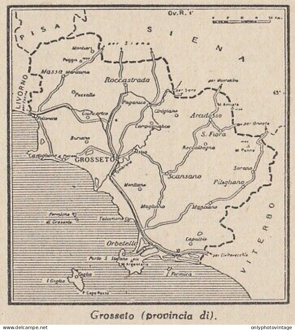 Provincia Di Grosseto - 1953 Mappa Epoca - Vintage Map - Carte Geographique