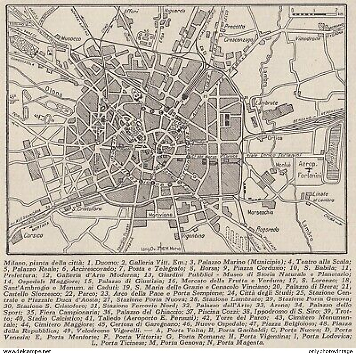 Pianta Della Città Di Milano - 1953 Mappa Epoca - Vintage Map - Carte Geographique