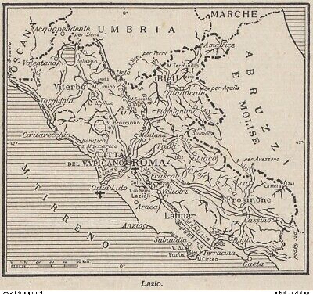 Lazio - 1953 Mappa Epoca - Vintage Map - Carte Geographique