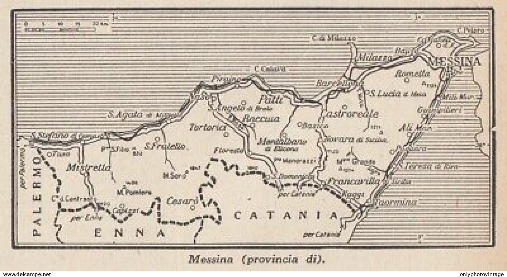 Provincia Di Messina - 1953 Mappa Epoca - Vintage Map - Carte Geographique