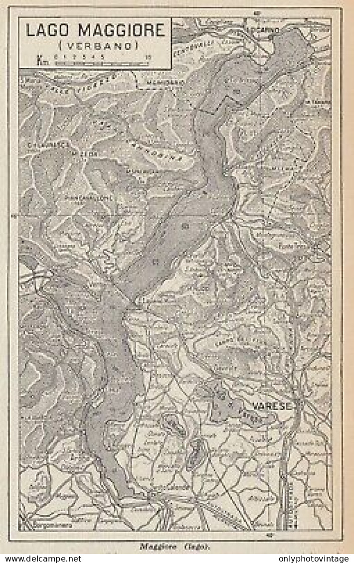 Lago Maggiore - 1953 Mappa Epoca - Vintage Map - Carte Geographique