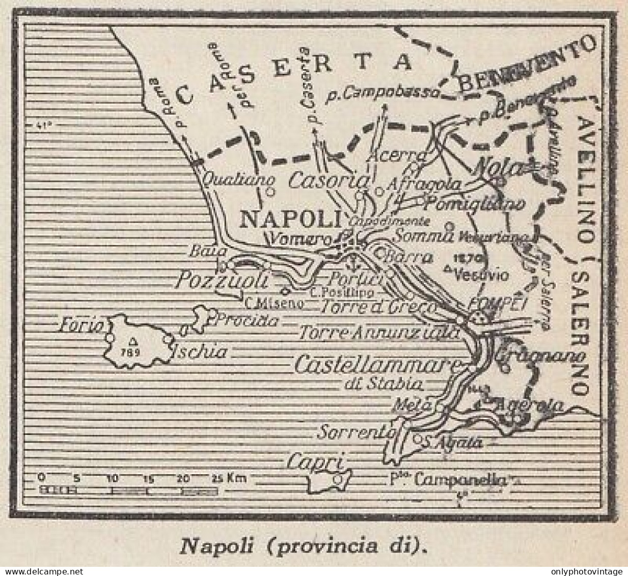 Provincia Di Napoli - 1953 Mappa Epoca - Vintage Map - Cartes Géographiques