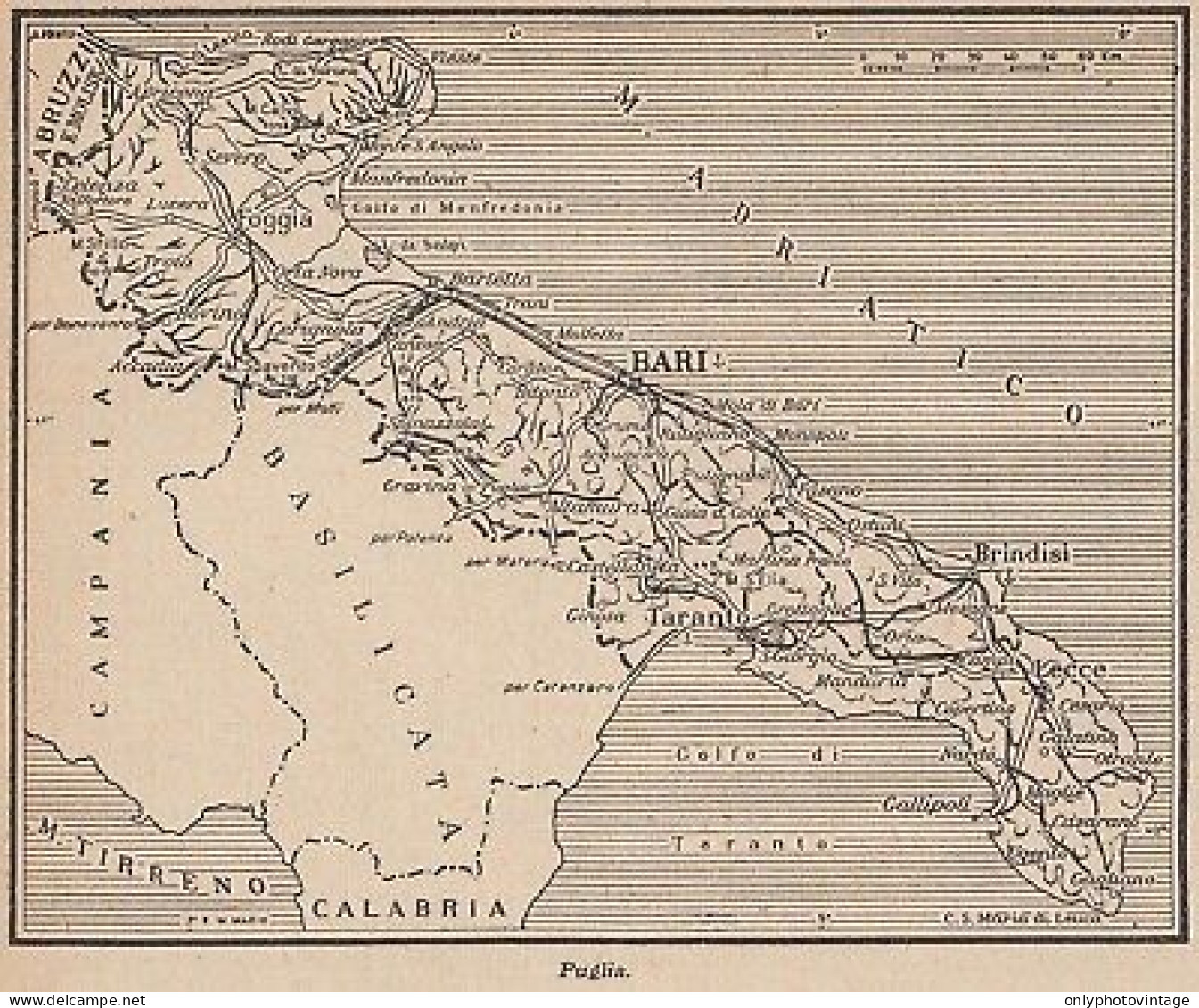 Puglia - 1953 Mappa Epoca - Vintage Map - Carte Geographique