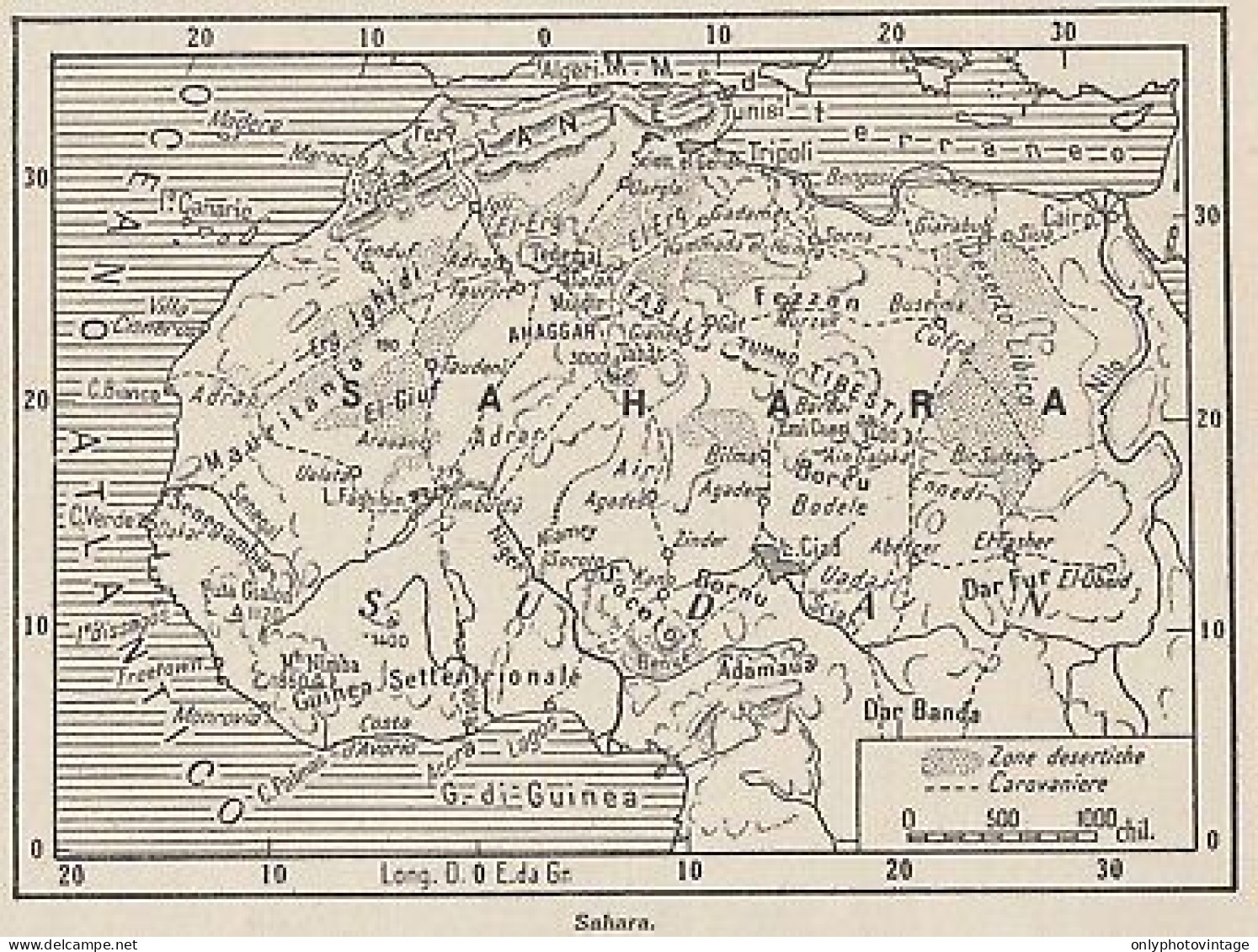 Africa - Sahara - 1953 Mappa Epoca - Vintage Map - Carte Geographique