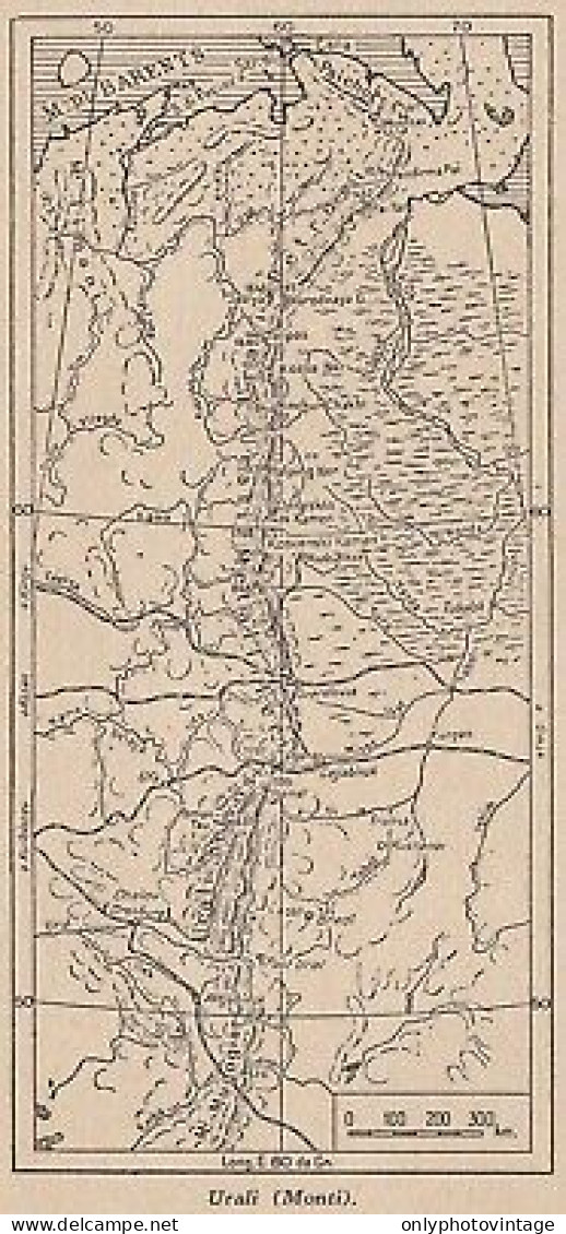 Russia - Monti Urali - 1953 Mappa Epoca - Vintage Map - Carte Geographique