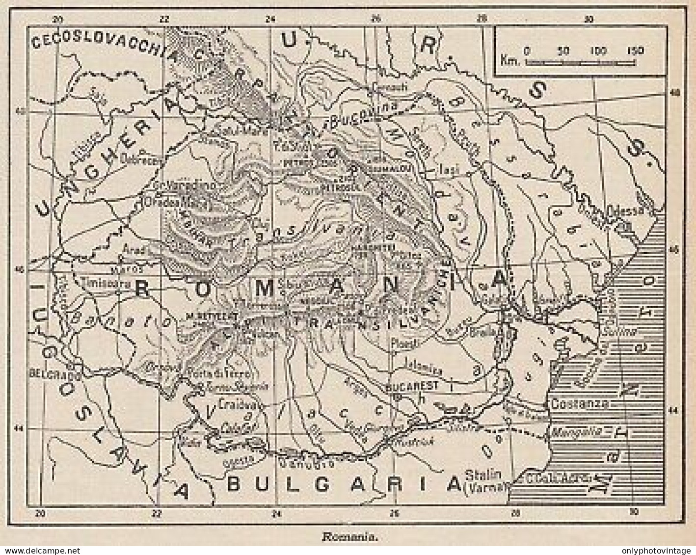 Romania - 1953 Mappa Epoca - Vintage Map - Carte Geographique