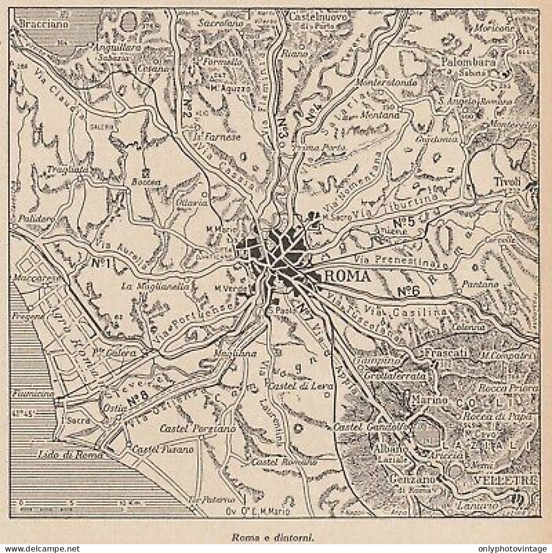 Roma E Dintorni - 1953 Mappa Epoca - Vintage Map - Cartes Géographiques