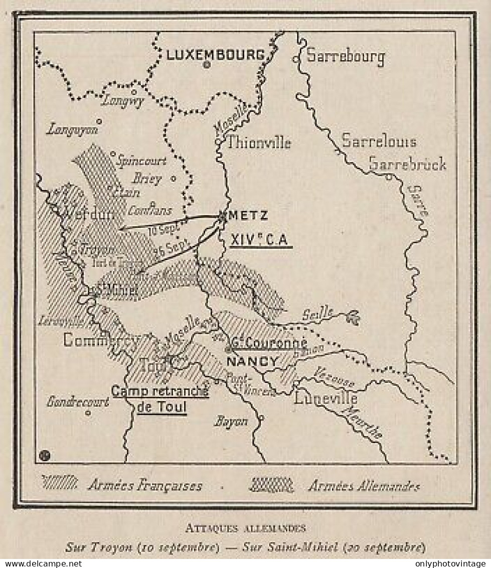 Nancy - Metz - Sarrebourg - Longuyon - Mappa Epoca - 1915 Vintage Map - Landkarten