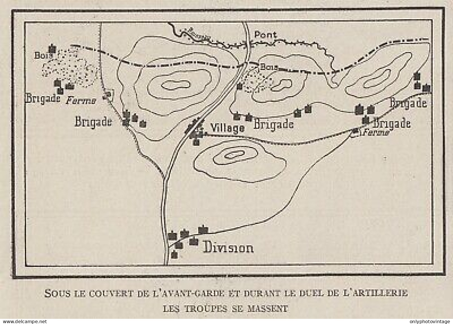 Le Duel De L'artillerie Les Troupes Se Massent - Mappa - 1915 Vintage Map - Carte Geographique