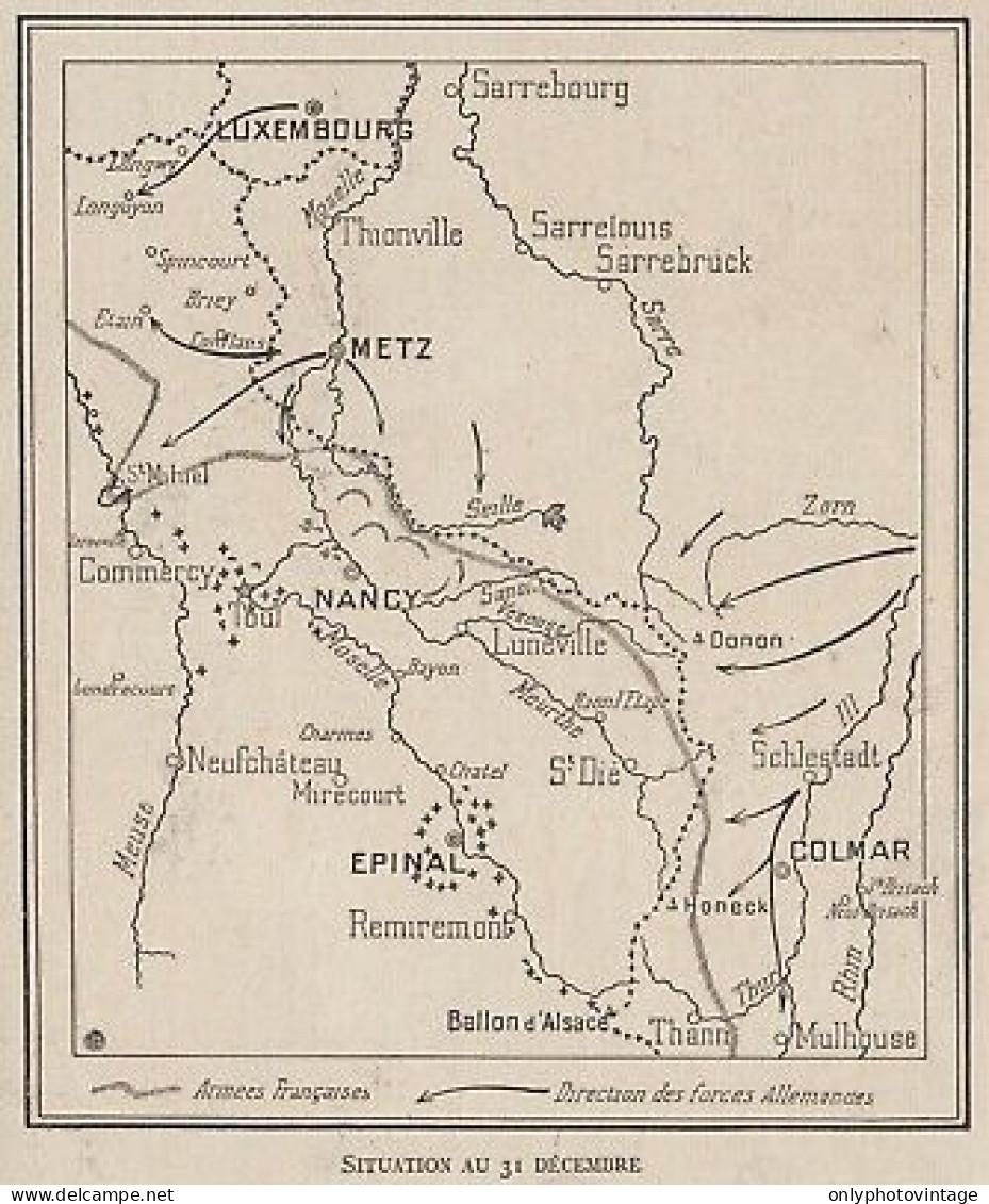 Nancy - Metz - Sarrebourg - Epinal - Mappa Epoca - 1915 Vintage Map - Carte Geographique