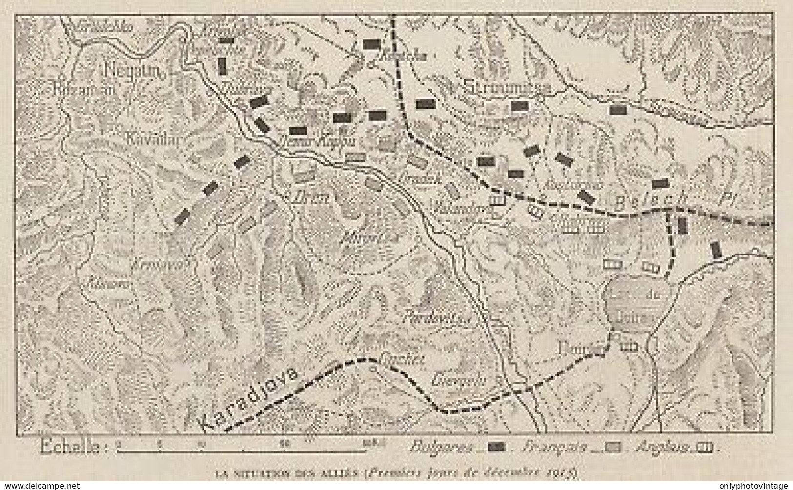 Karadjova - Stroumitsa - Doiran - Guchet - Mappa Epoca - 1915 Vintage Map - Landkarten